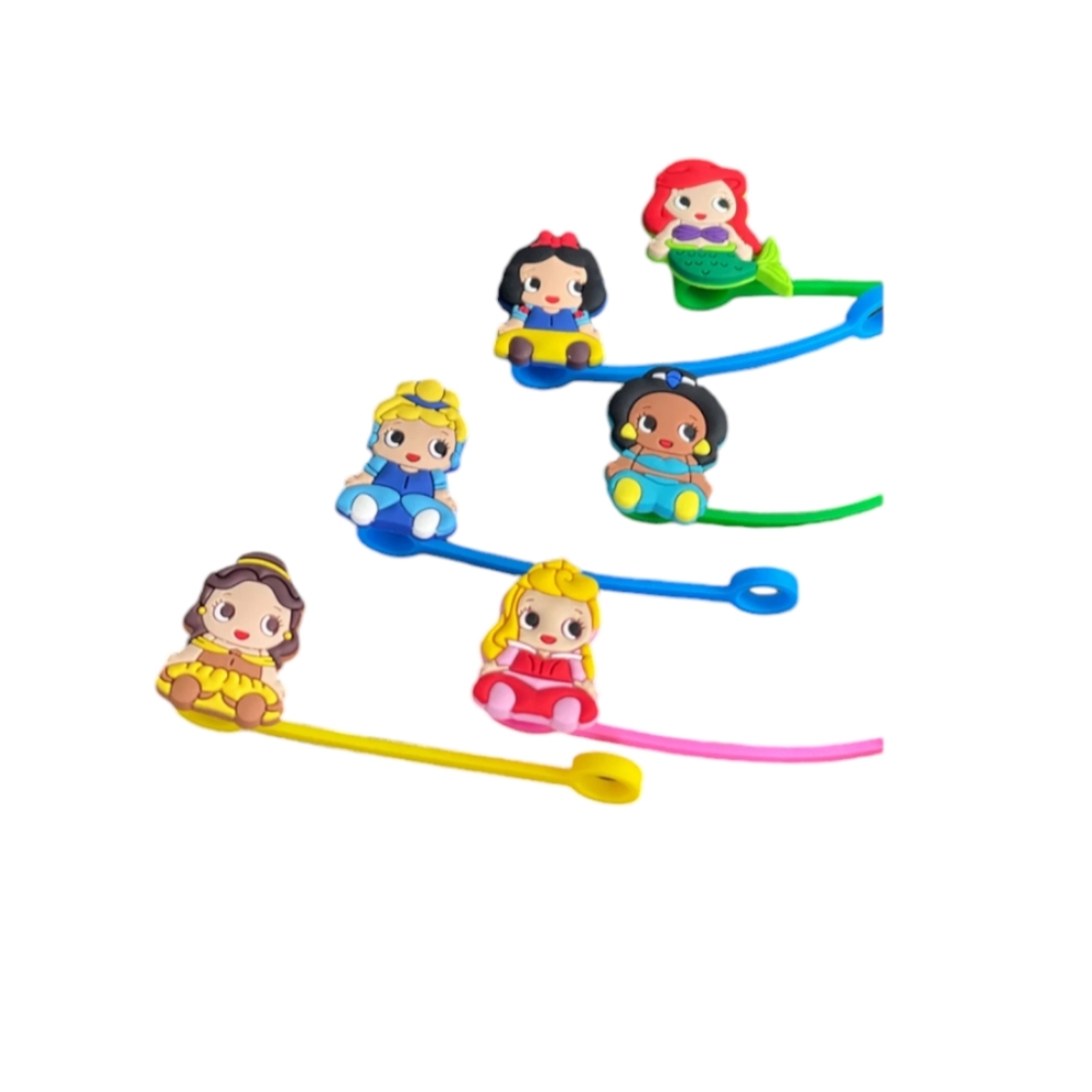 BNIP 6pcs Disney Princesses Straw Covers